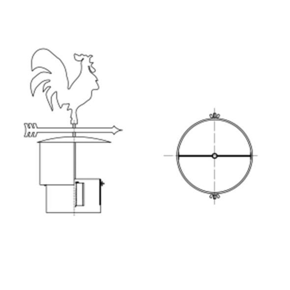 Wiatrowskaz KOGUT Ø 110mm z podstawą rurową